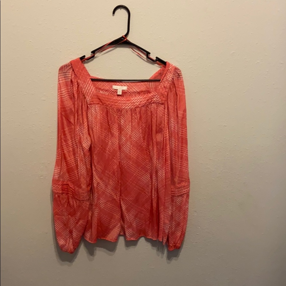 Salmon color peasant top
